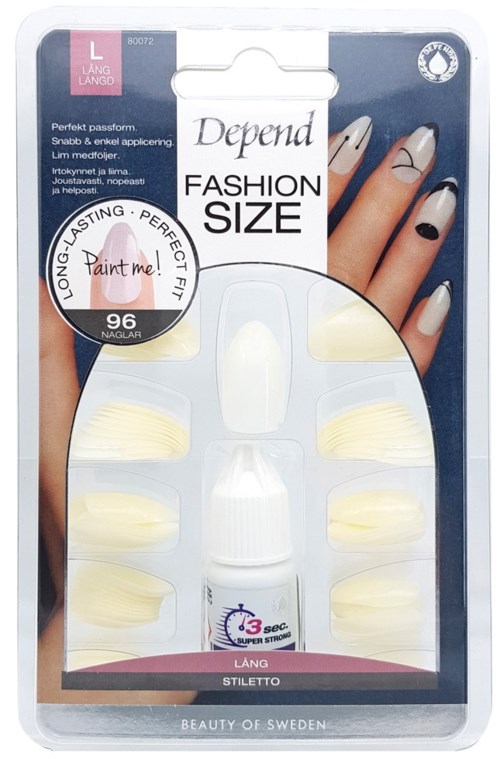 Kunstnägel-Set mit Kleber und Beispielnägel in der Packung.