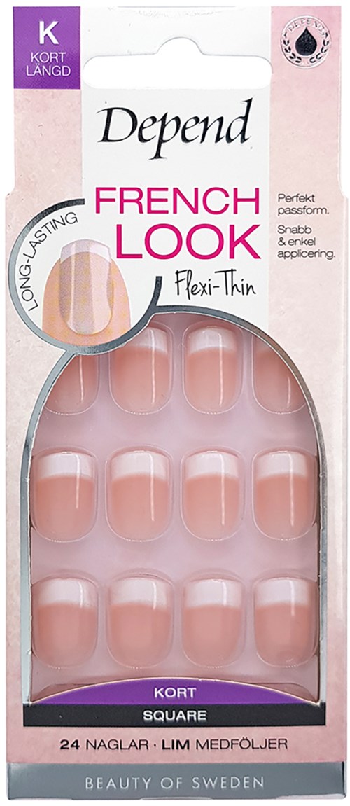 Fingernail tips in a box, designed for a French look, with long-lasting, square, short, and natural styles.