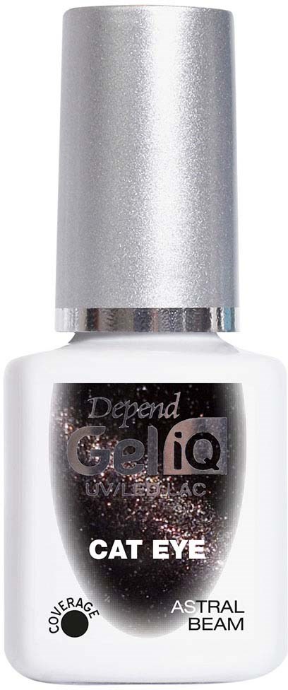 White nail polish bottle labeled 'CAT EYE' and 'ASTRAL BEAM' with a silver cap.