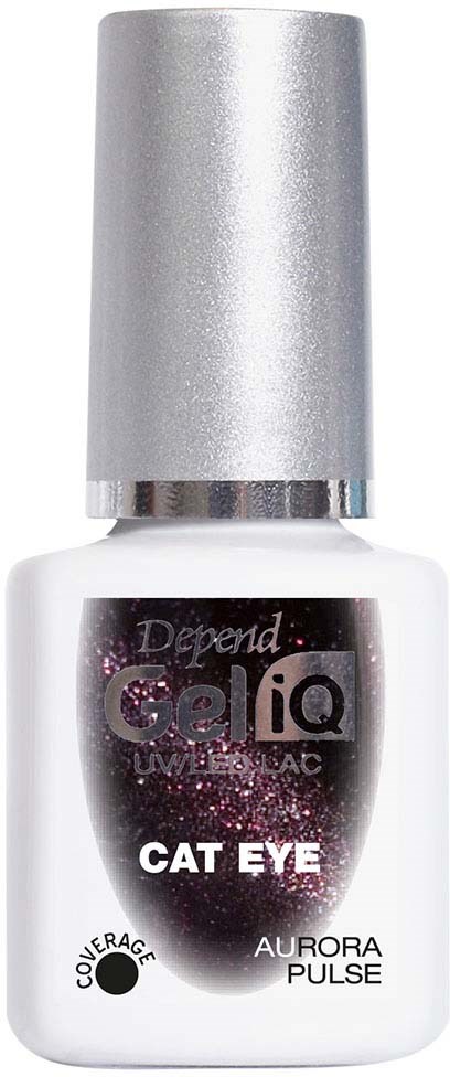Nail polish bottle labeled 'CAT EYE' with a silver cap and a celestial-themed black and pink label.