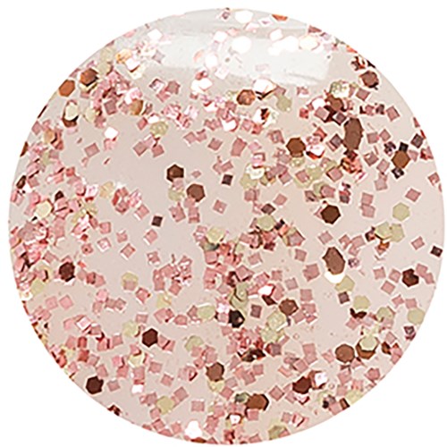 Pink and gold glitter confetti scattered in a circular shape, creating a festive and shiny appearance.