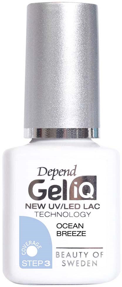 A small white bottle with a silver cap and label. It has 'GeliQ' written on it, for nail gel.