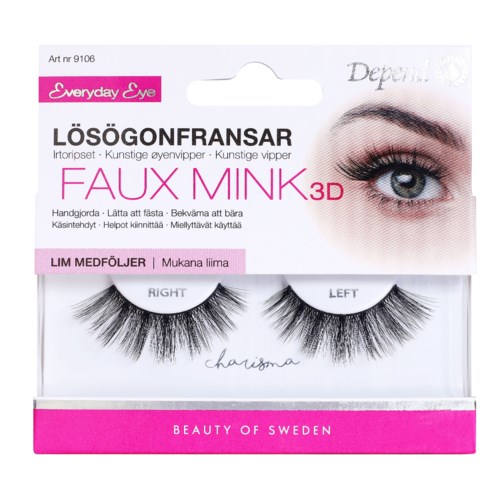 False mink eyelashes for eyes with soft, thick, long strands. Comes with a right and left lash for a natural look.