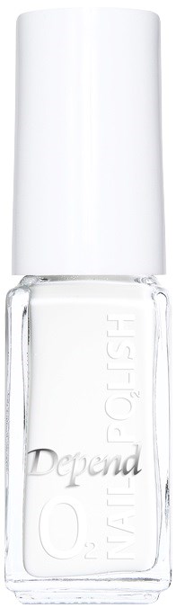A clear glass bottle of Depiqa Nail Polish with white cap, labeled with product information on the bottle.