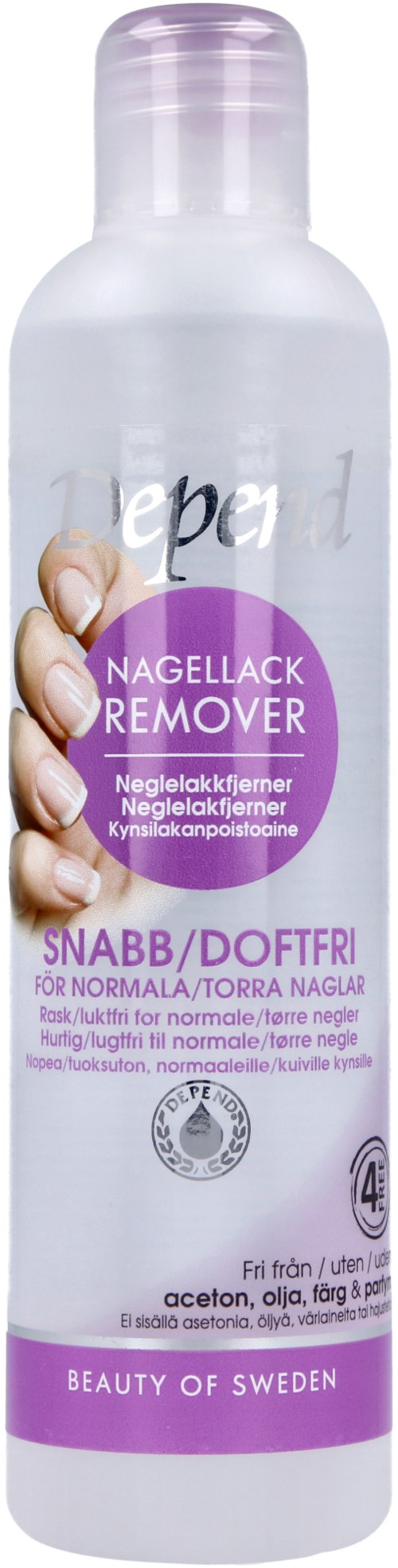 Depend Nagellackremover Snabb/Doftfri 250 ml