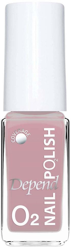 Pink nail polish bottle with white cap, labeled with brand and product details.