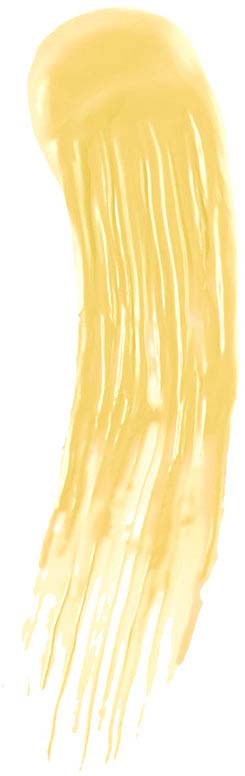 A yellow, elongated, and curved object with a rounded top and streaked texture.