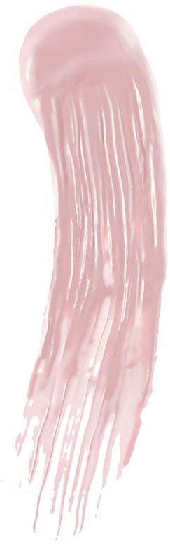 A soft pink paintbrush stroke with a rounded tip and long, flowing bristles.