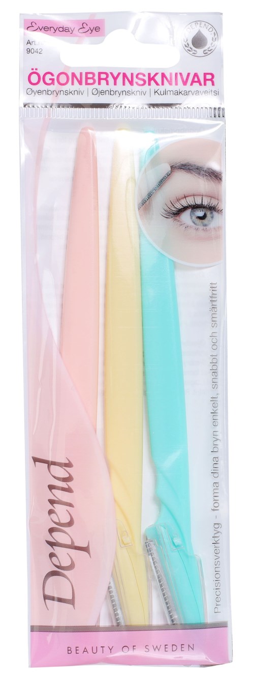 Verpacktes Set bunter Augenbrauenrasierer für Schönheit.