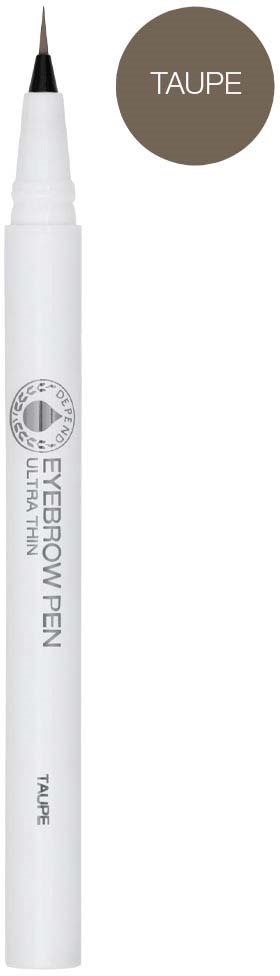 A white eyebrow pen with a pointed tip and the word "TAUPE" indicating its color.