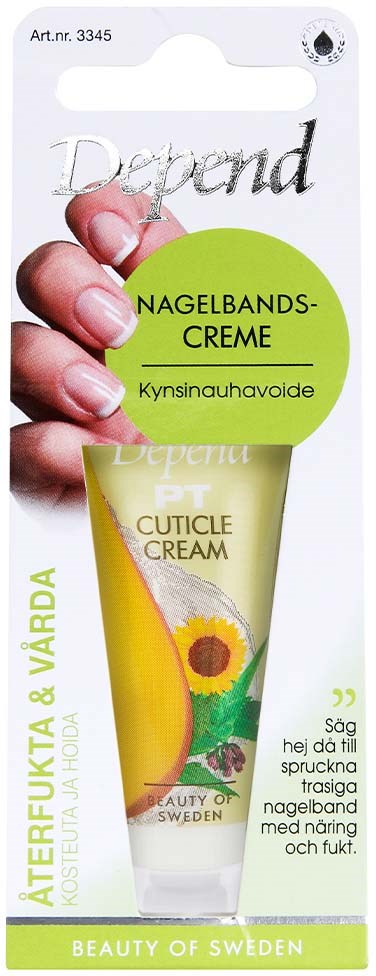 Kynsihoitovoide putkilossa, sisältää auringonkukkakuva. Sopii kuiviin ja haljenneisiin kynsiin.