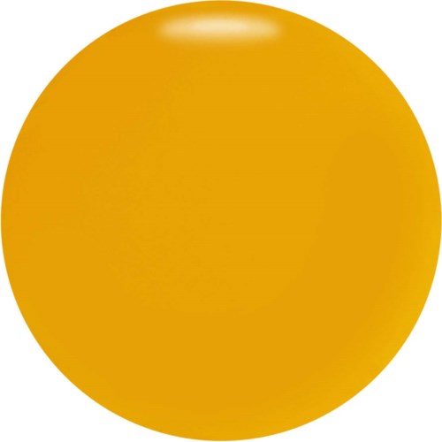 En stor gul cirkel med en glansig fläck nära toppen, som liknar en glansig boll.