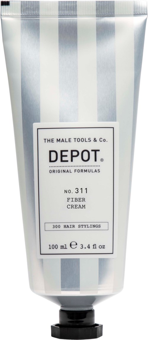 Hopea-rivinen puteli Depot-fibervoiteesta hiusten muotoiluun, sisältää 100 ml, mustalla kapselilla.