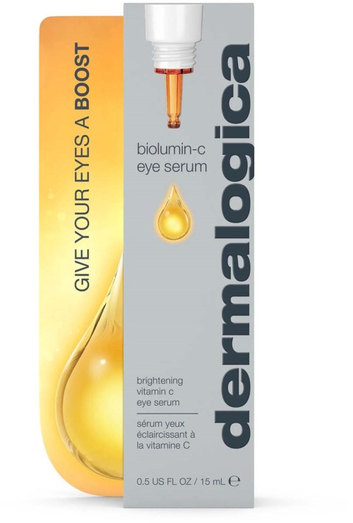 Verpakking van Dermalogica oogserum met pipet, belooft oogresultaat met vitamine C.