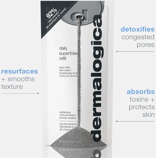 Dermalogica dagelijkse exfoliant helpt de huid te vernieuwen, detoxificeert, zuivert toxines en kalmeert poriën voor een gezondere huid.
