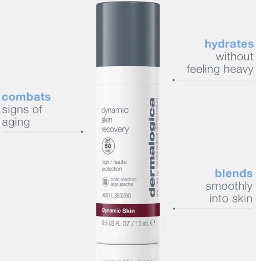 Ein Dermalogica-Hautpflegeprodukt, spendet Feuchtigkeit, schützt mit SPF 50 und bekämpft Alterszeichen.