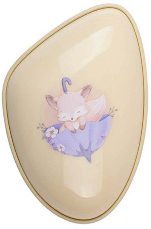 A cute animal illustration with a white creature, smiling, inside a blue cup, on a light yellow background.
