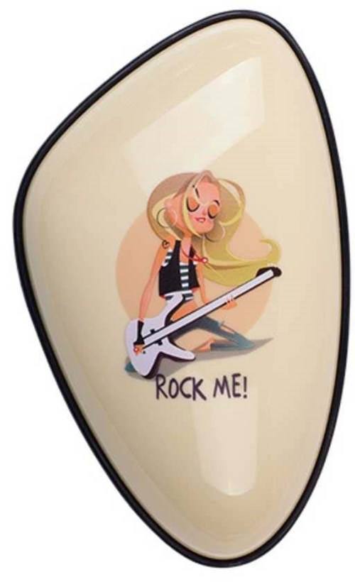 A cartoon girl playing a guitar with the text "ROCK ME!" underneath.