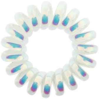 A circle of white nails with blue and pink tips, arranged neatly in a pattern.