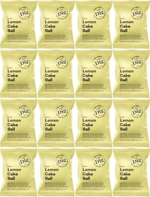 Multiple packets labeled 'Lemon Cake Ball' are neatly arranged in a grid pattern.