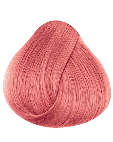 Een zachte, glanzende, roze haarbundel met gladde, zijdeachtige strengen in een peervorm.