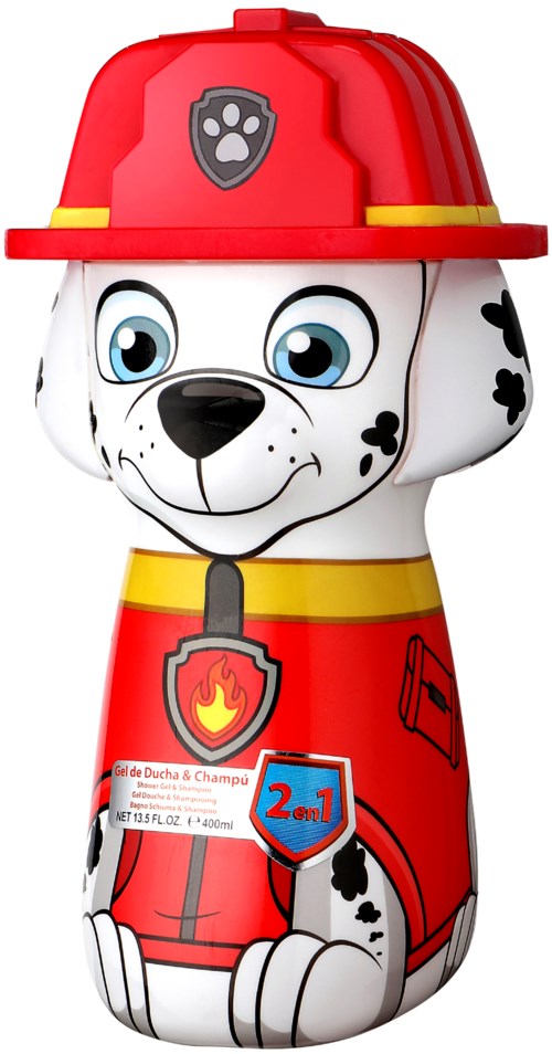 A cartoon Dalmatian dog wearing a red firefighter helmet and uniform, with a badge and fire truck symbols.
