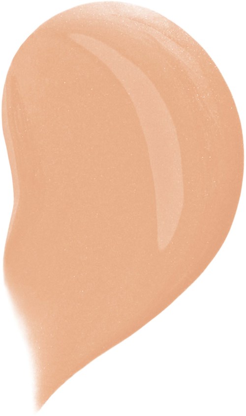 A beige-colored makeup sponge with a rounded teardrop shape. It has a smooth, soft surface for application.