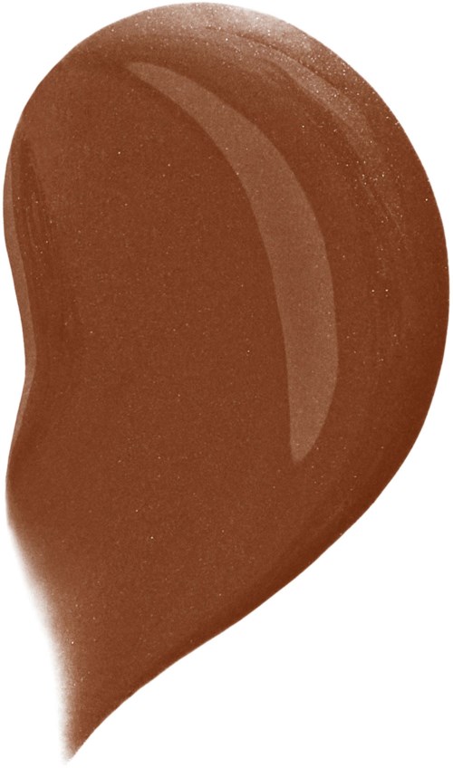 A close-up of a teardrop-shaped brown object with a shiny surface and highlights.