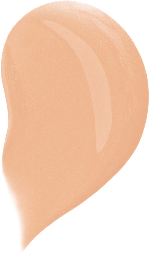 A beige-colored makeup sponge with a teardrop shape and smooth texture.
