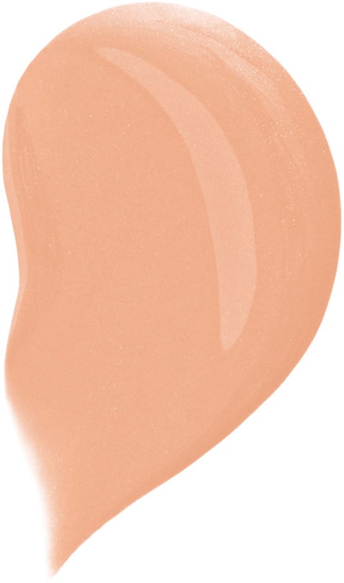 A beige-colored makeup sponge with a teardrop shape and smooth surface.