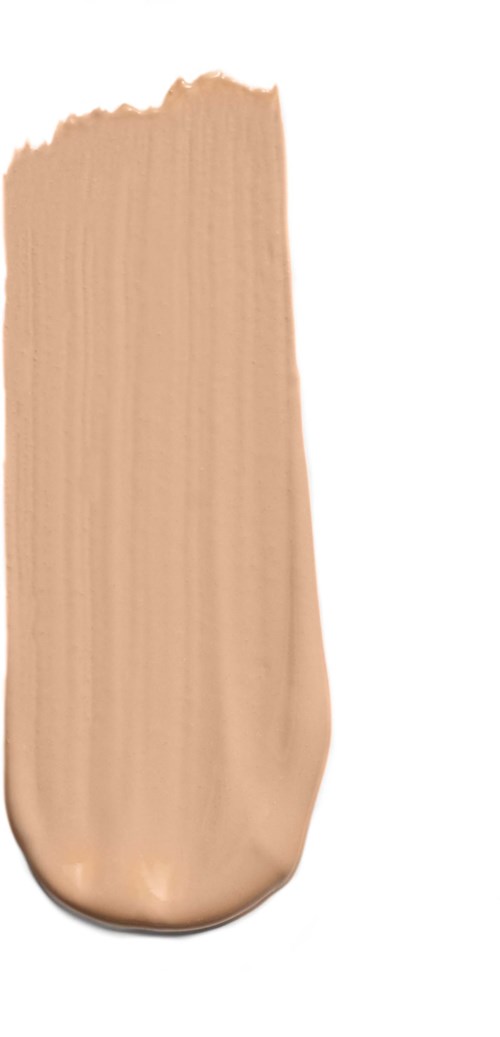 A beige makeup foundation swipe on a white background.