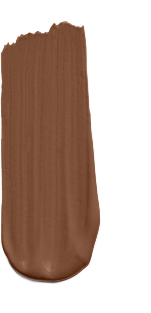 A brown makeup swatch with smooth, even texture and rounded bottom.