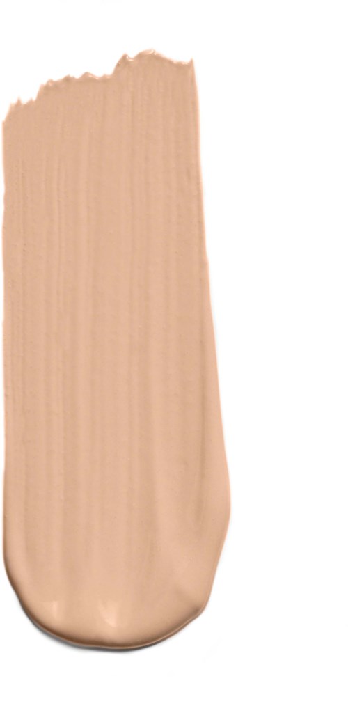 A beige makeup swatch with a smooth texture, applied in a vertical stroke on a white background.