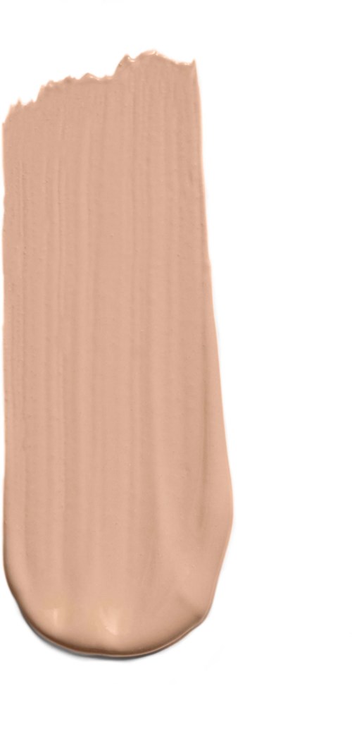 A swatch of beige or nude-colored makeup or paint on a white background.