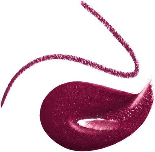 A dark red cherry with a long, curved stem and some shiny, sparkly details on the fruit.