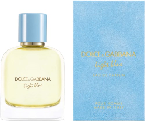 Een parfumfles en doos voor Dolce & Gabbana Light Blue herenparfum uit Italië.
