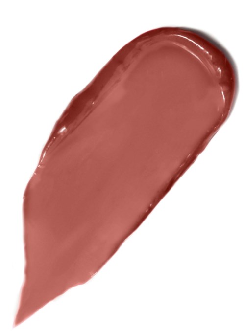 A swatch of brownish-pink makeup or lipstick with a shiny finish.