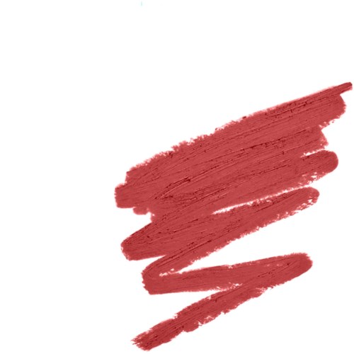 Red paint stroke on white background, thick and swirling in a zigzag pattern.