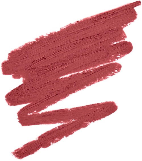 A thick, red lipstick stroke on a white background, showing texture and color.