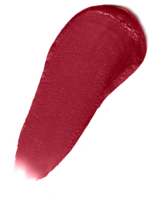 A red, textured, elongated blob with a rounded tip on a white background.