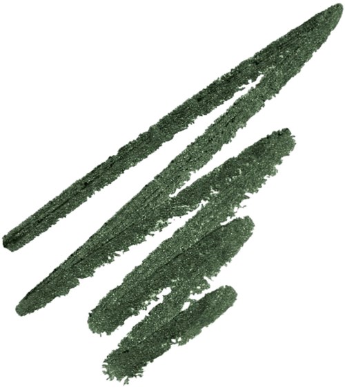 Dark green smudges or streaks on white background, resembling makeup or paint.