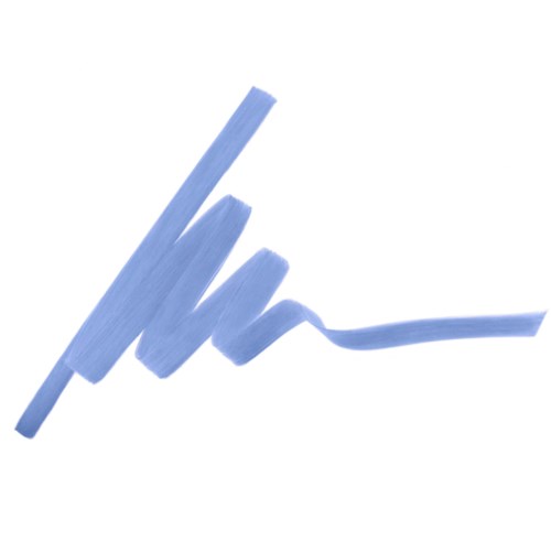 Blue marker strokes on white background create a random, abstract shape without clear meaning.