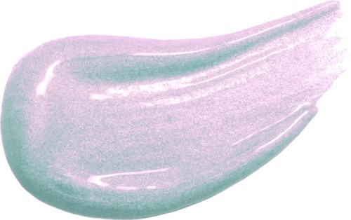 Ein pastell-lila und grün gefärbter Crem in einer glatten, gebogenen Form. Sieht glänzend und weich aus.