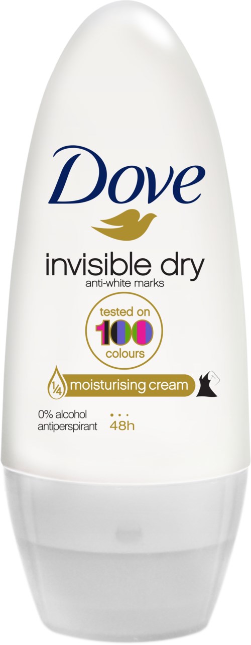 Dove Invisible Dry deodorantstift med fuktighetskräm, testad på 100 färger, håller i 48 timmar, alkoholfri, antiperspirant.