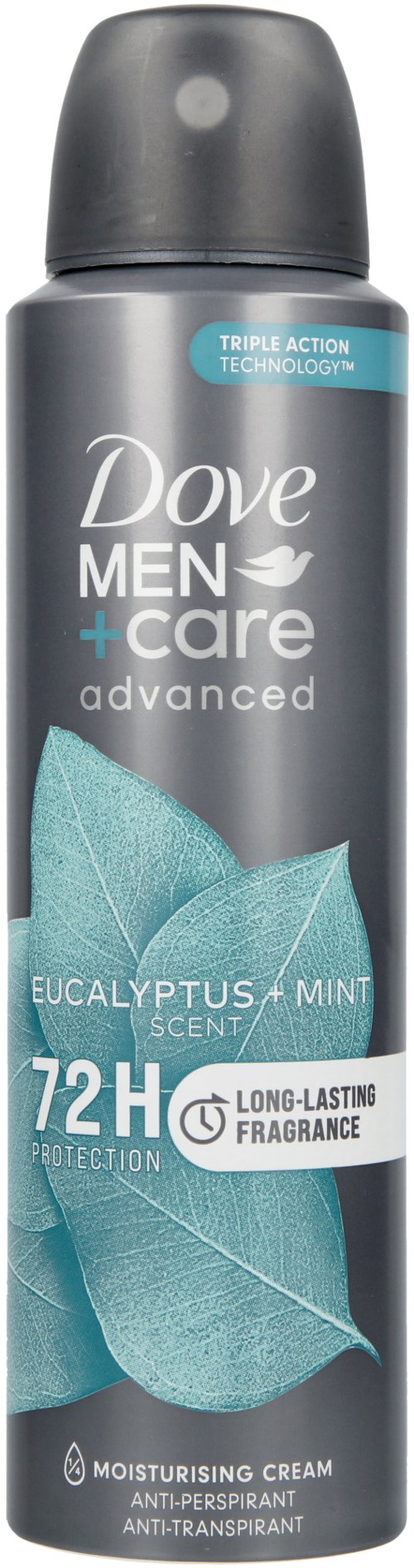 Ein Männer-Spray-Deo mit Eukalyptus-Minz-Duft, langanhaltendem Schutz und feuchtigkeitsspendender Creme.