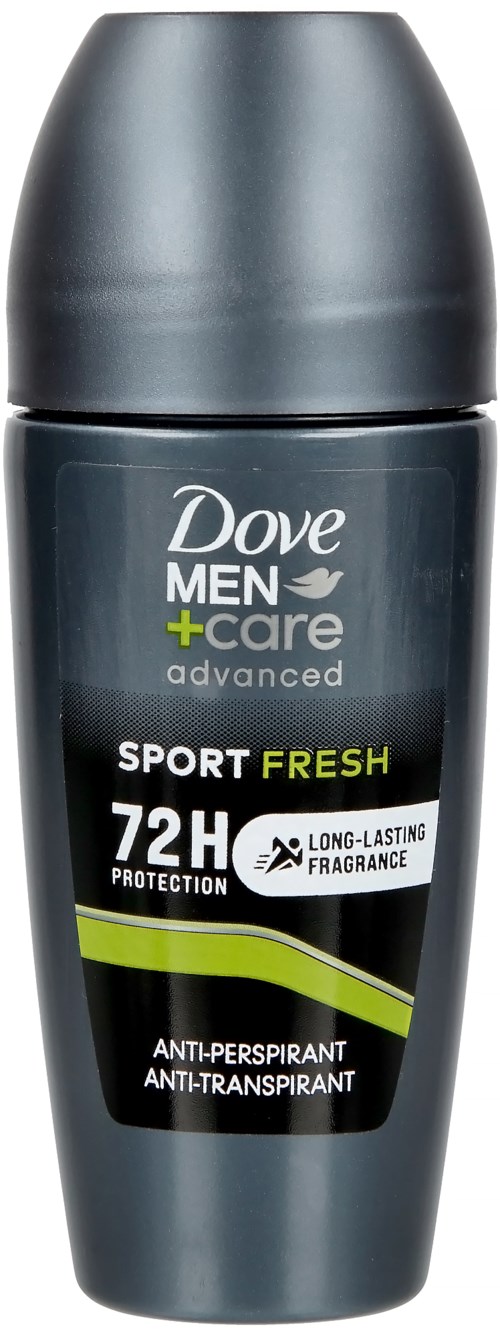 Dove Men+Care sportdeodorant stick in donkergrijs, met 72 uur bescherming en langdurige geur.
