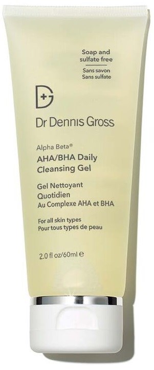 Eine Tube Gesichtsreinigungsgel in Weiß und Grün, beschriftet mit Produktdetails und Markennamen.