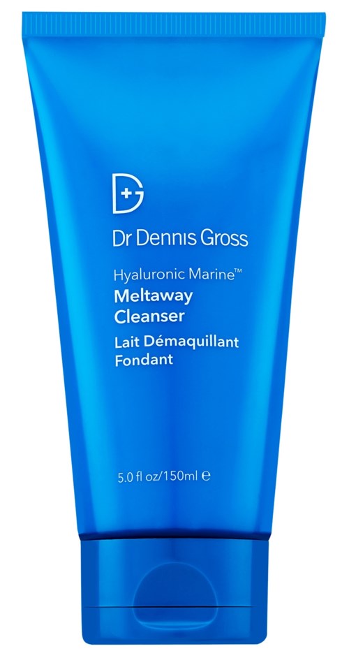 Blå tube fra Dr. Dennis Gross Meltaway Cleanser med hvit tekst og logo.