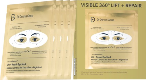 Eine Gesichtsmaske Verpackung erwähnt 360° Lift und Repair, mit einem Bild von Augen und Nase.