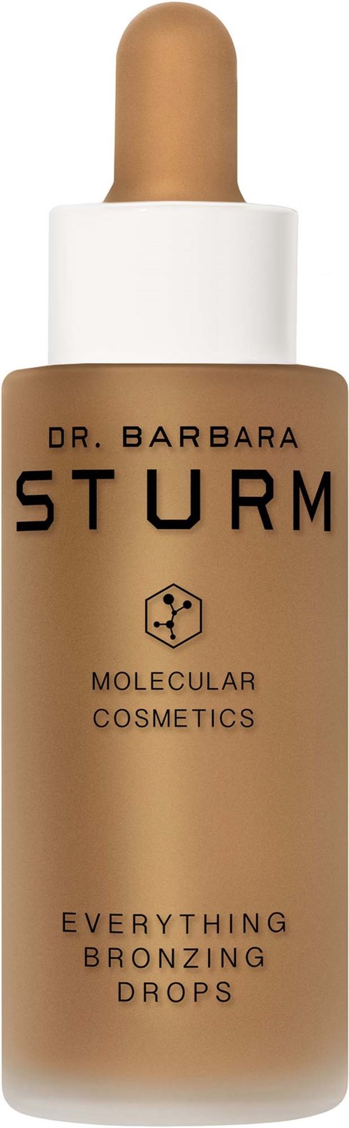 A bottle of Dr. Barbara Sturm's Molecular Cosmetics Everything Bronzing Drops with a dropper on top.